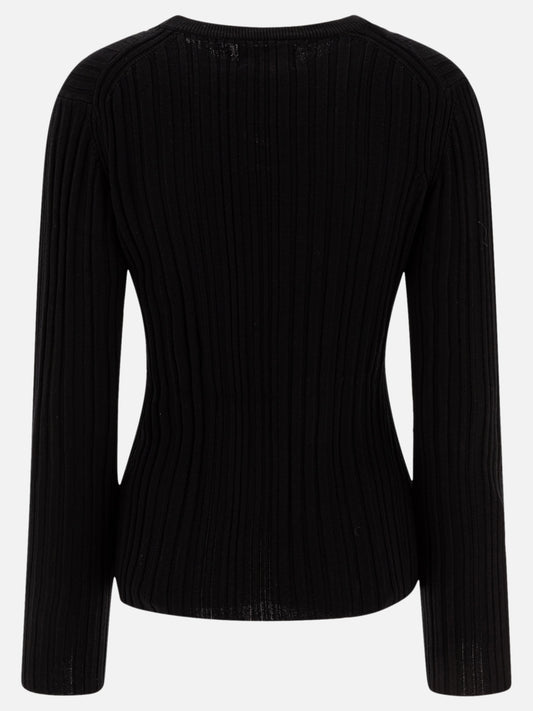 Crewneck t-shirts Solid colour  Black - Loulou Studio Women | PDP | VIETTI Online Store | 2
