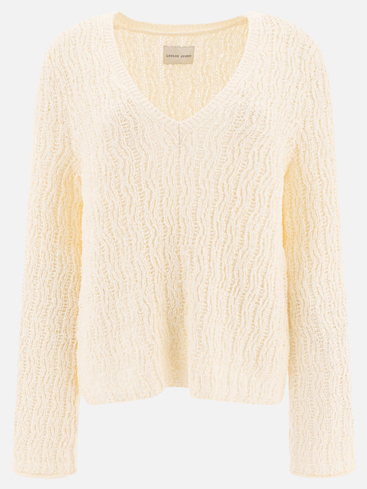 V neck sweaters Textured knit  White - Loulou Studio Women | PLP | VIETTI Online Store 
