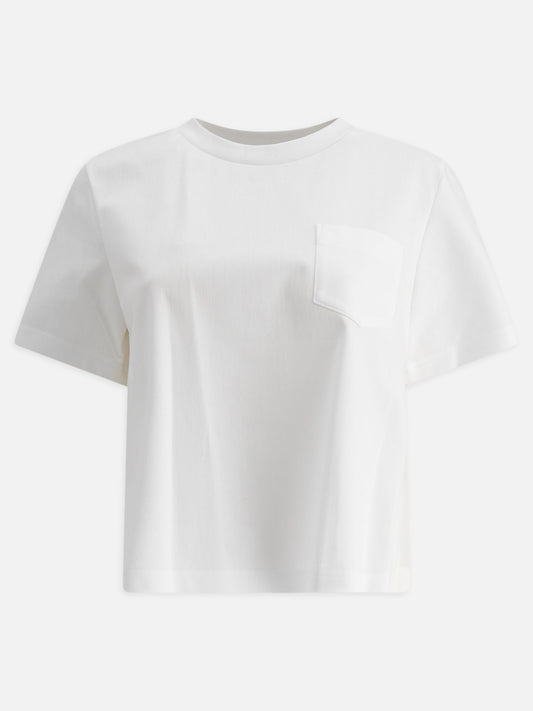 Sacai T-shirt in jersey di cotone e twill di nylon 19649063_2 White 1