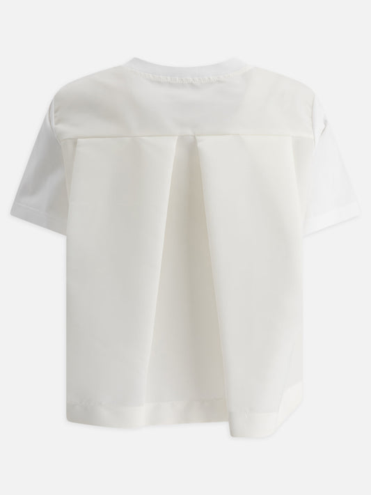 Sacai T-shirt in jersey di cotone e twill di nylon 19649063_2 White 2