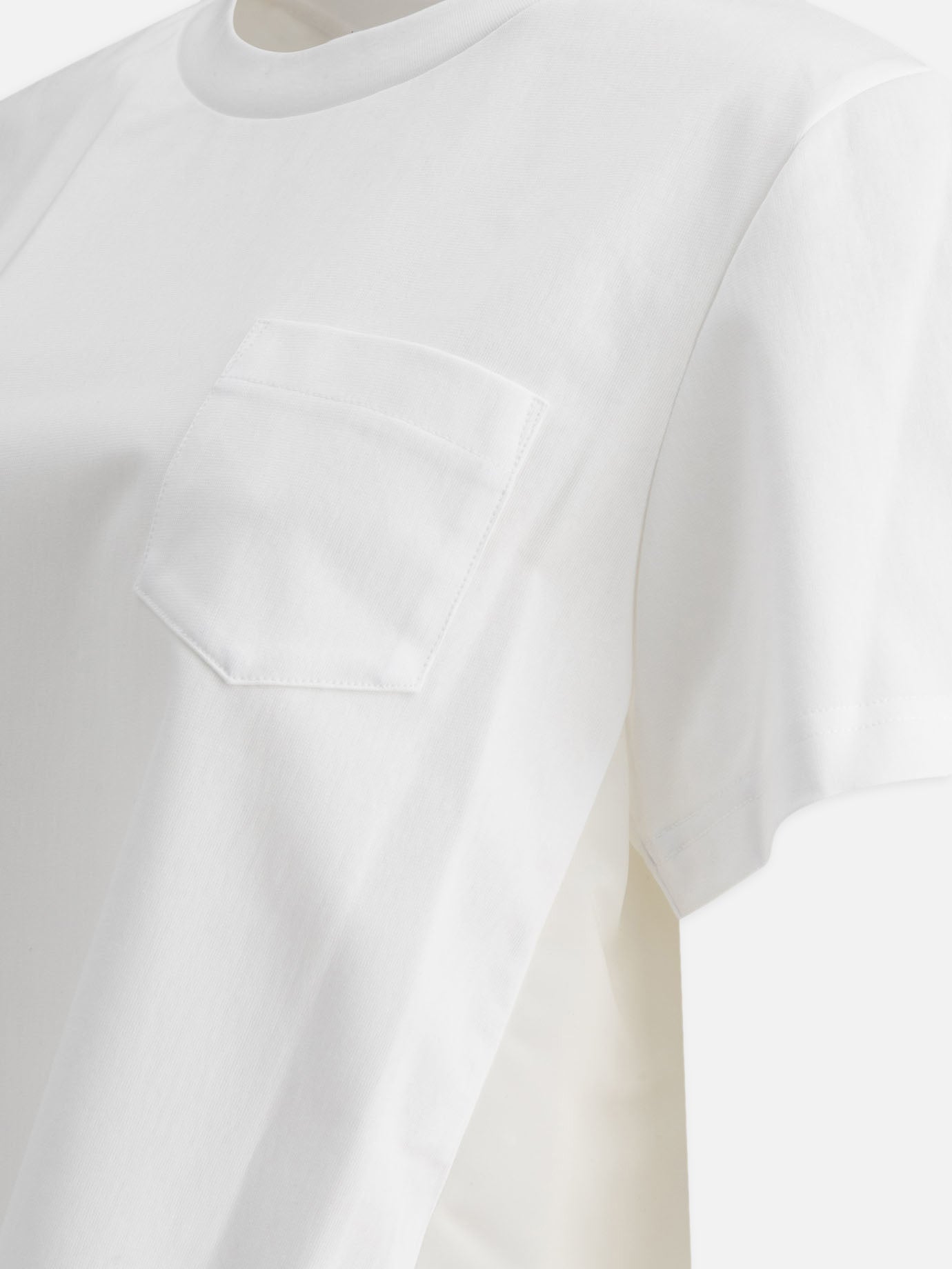 Sacai T-shirt in jersey di cotone e twill di nylon 19649063_2 White thumbnail_4