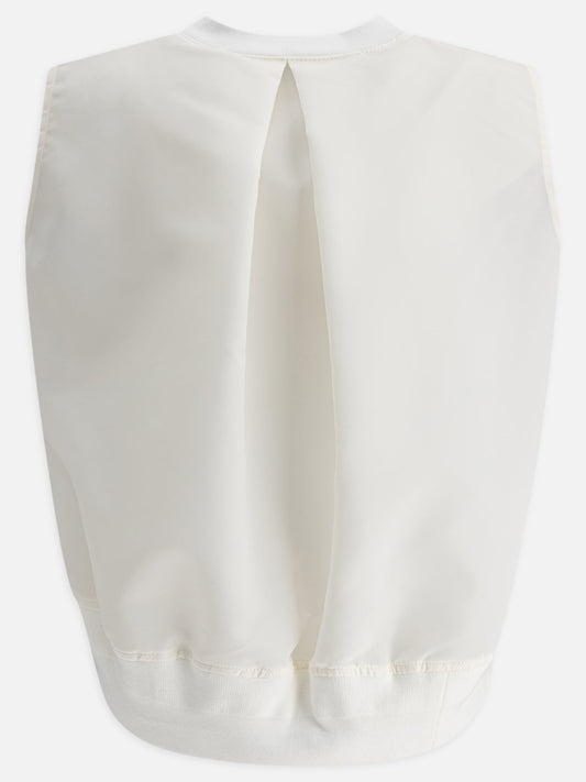 Sacai Canotta in jersey di cotone e twill di nylon 18331646_1 White 2