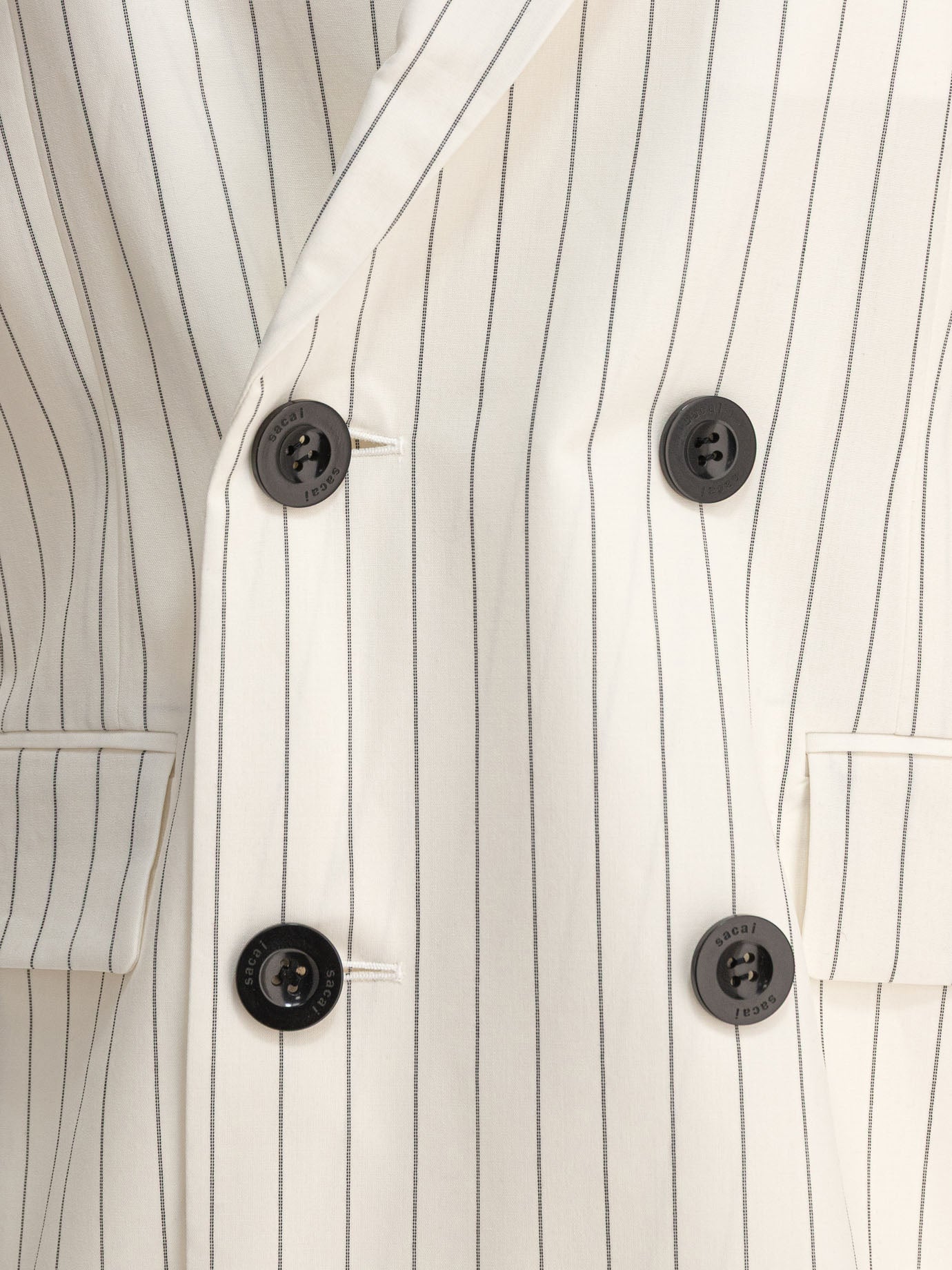 Sacai Balzer double-breasted wool and silk White - Women Sacai Balzer double-breasted wool and silk White - Women