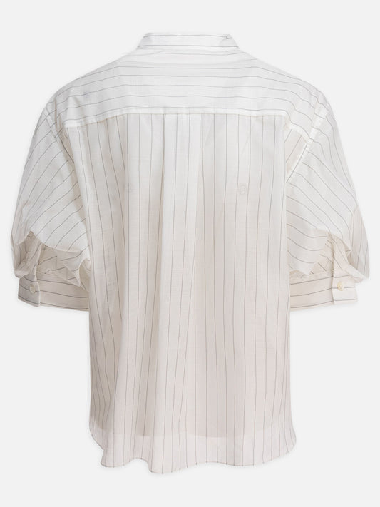 Sacai T-Shirt in organza filata e jersey di cotone 12213542_2 White 2