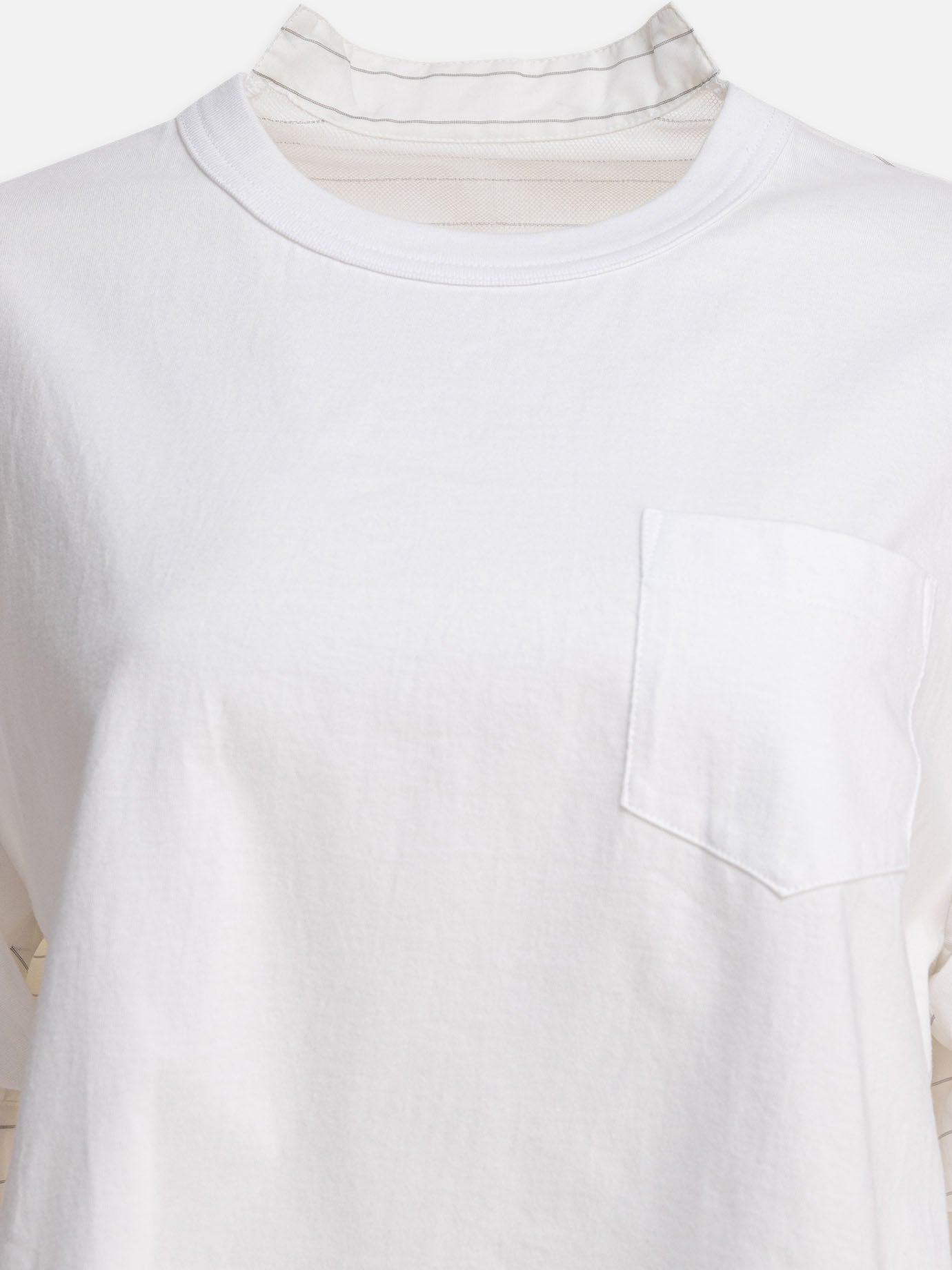 Sacai T-Shirt in organza filata e jersey di cotone 12213542_2 White thumbnail_3