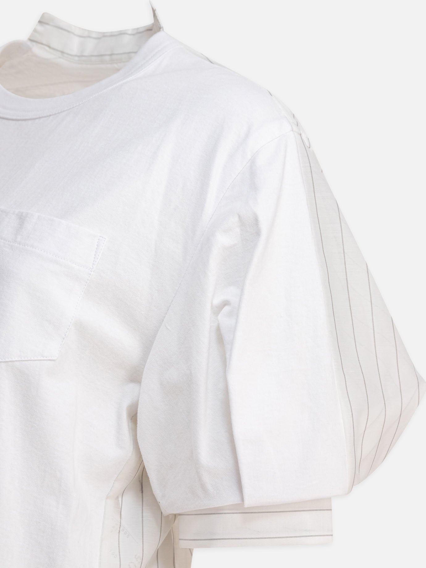 Sacai Spun organza and cotton jersey t-shirt White