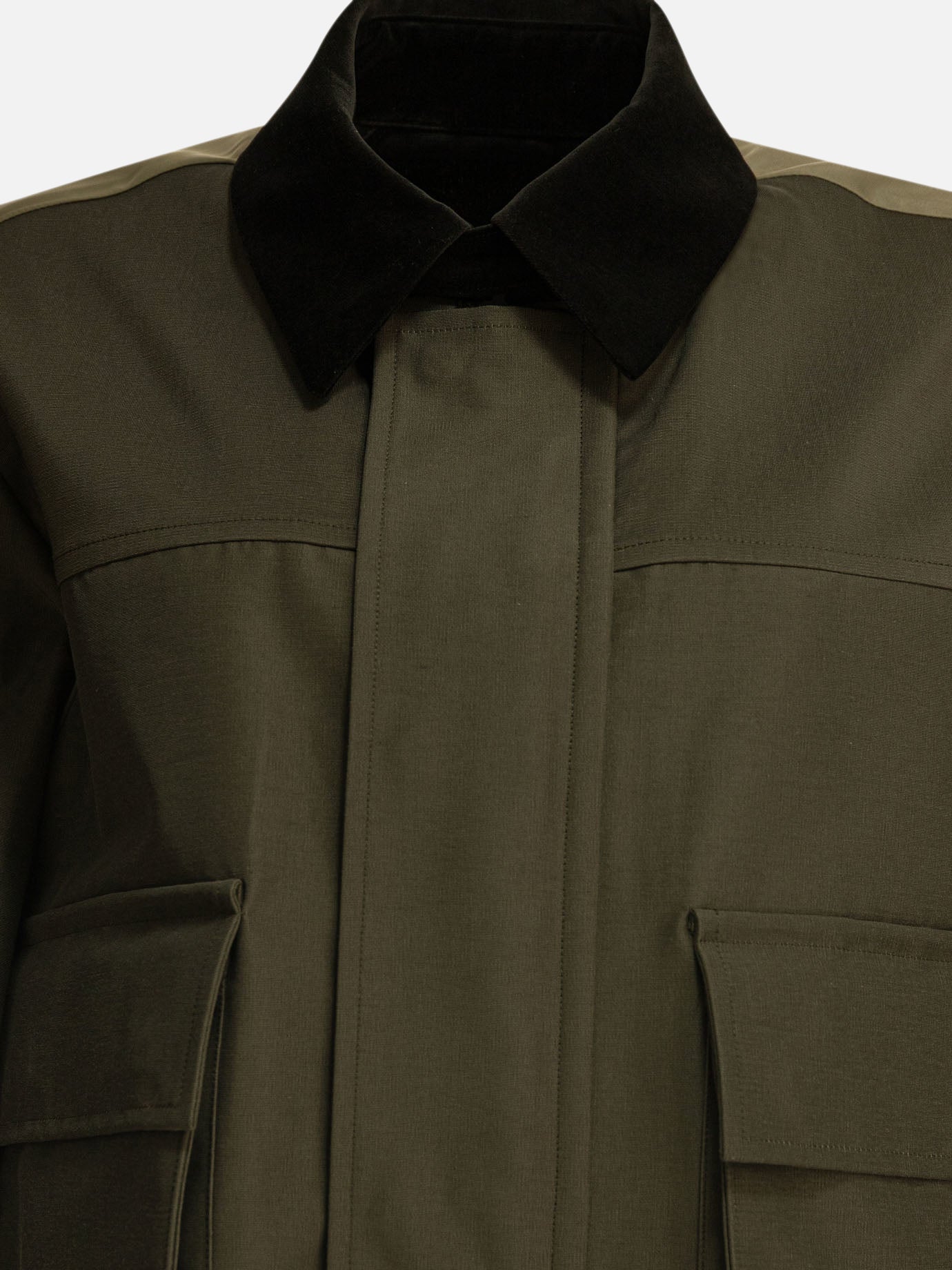 Sacai Giacca crop 10235450_2 Green thumbnail_3