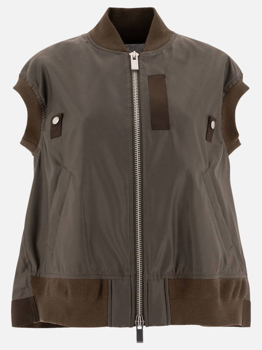 Sacai Nylon twill vest jacket 12716542_2 Green 1