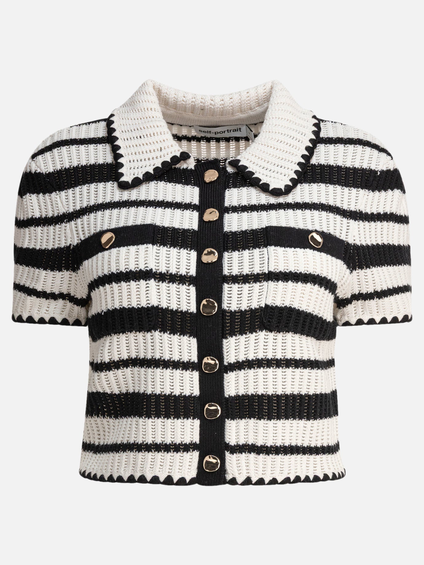 Polo sweater Striped  White - Self-portrait Women | PDP | VIETTI Online Store | thumbnail