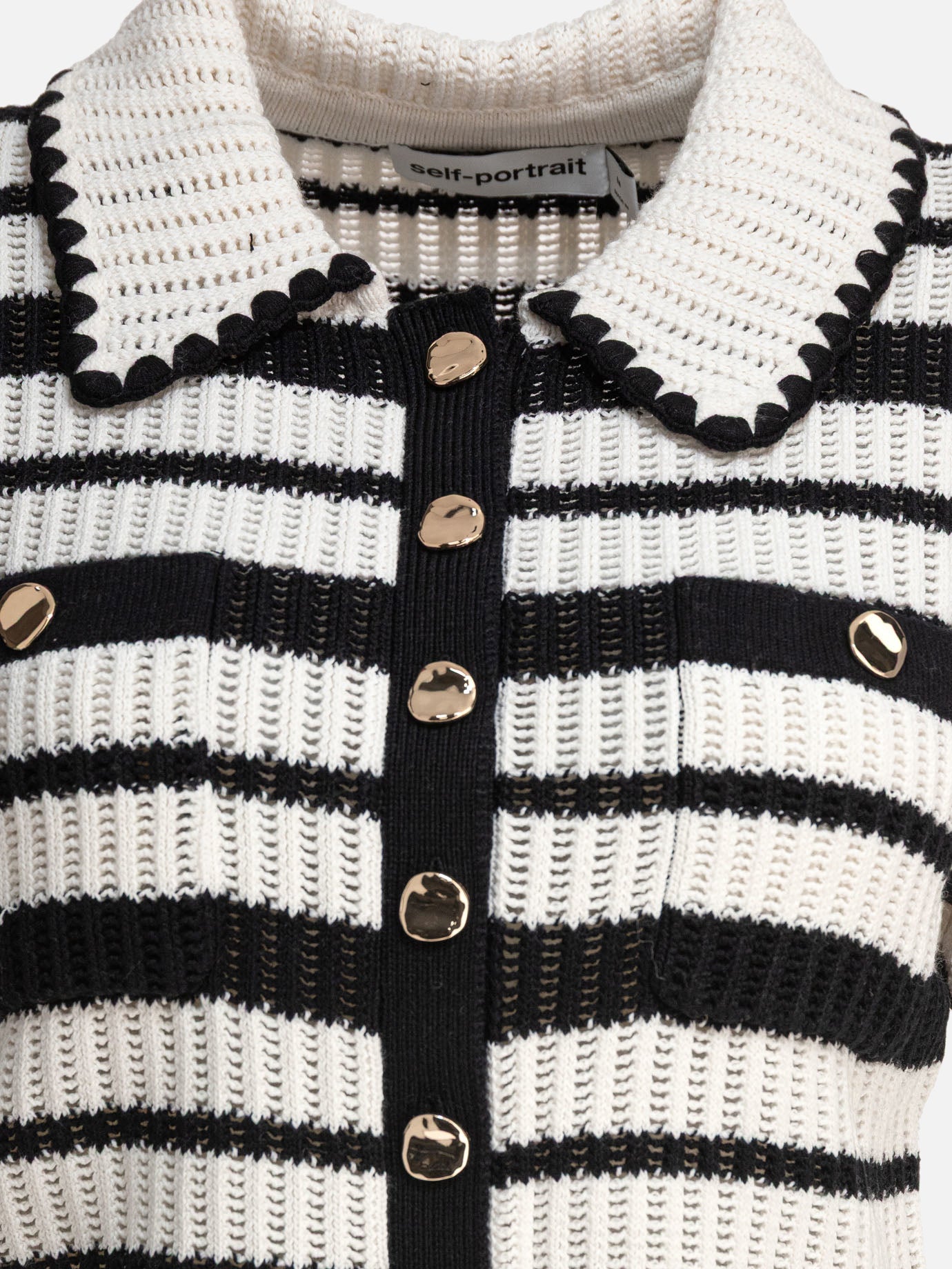 Polo sweater Striped  White - Self-portrait Women | PDP | VIETTI Online Store | thumbnail_3