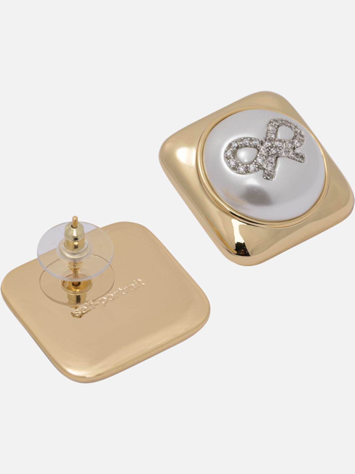 Earrings 80% brass 20% stainless steel - 50% cubic zirconia 50% faux pearl  Gold - Self-portrait Women | PDP | VIETTI Online Store | thumbnail_2