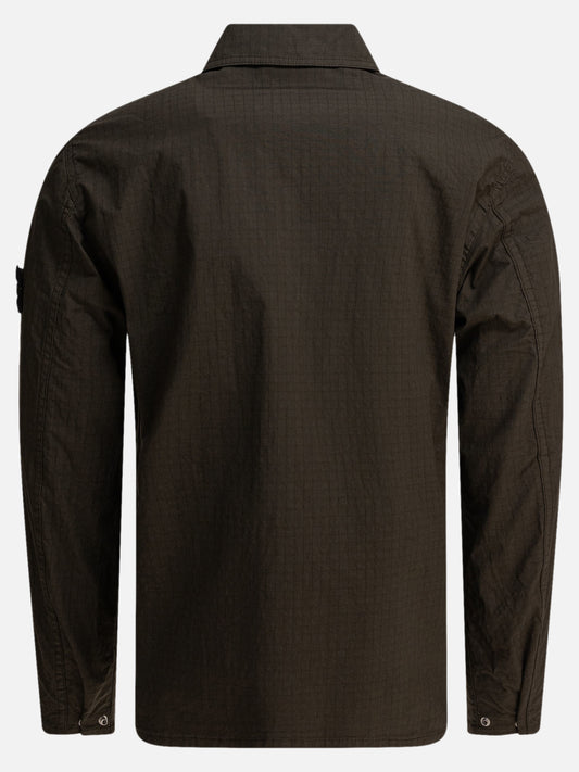 Stone Island Organic cotton ripstot stretch overshirt 20664475_M Green 2