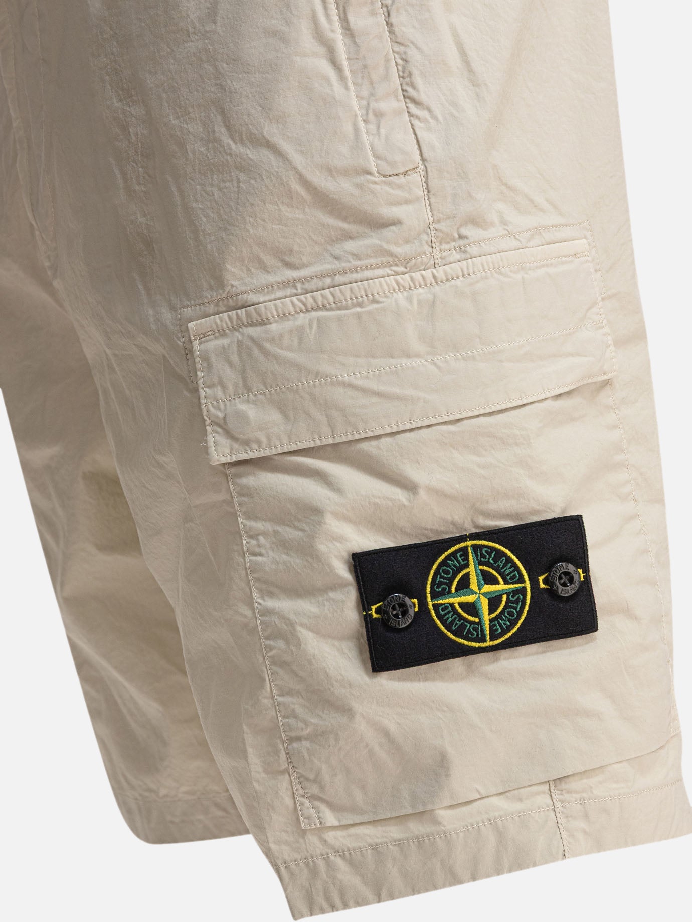 Stone Island Stretch cotton canvas cargo bermuda shorts Beige