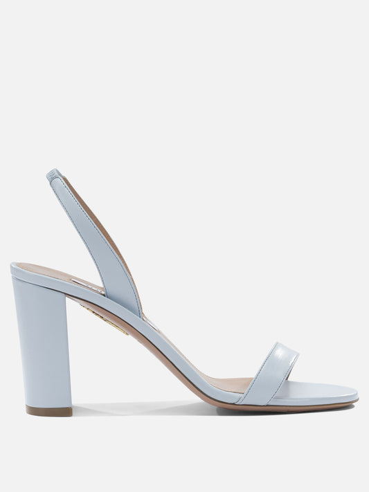 Heeled sandals 100% leather - 100% leather  Light blue - Aquazzura Women | PDP | VIETTI Online Store 

