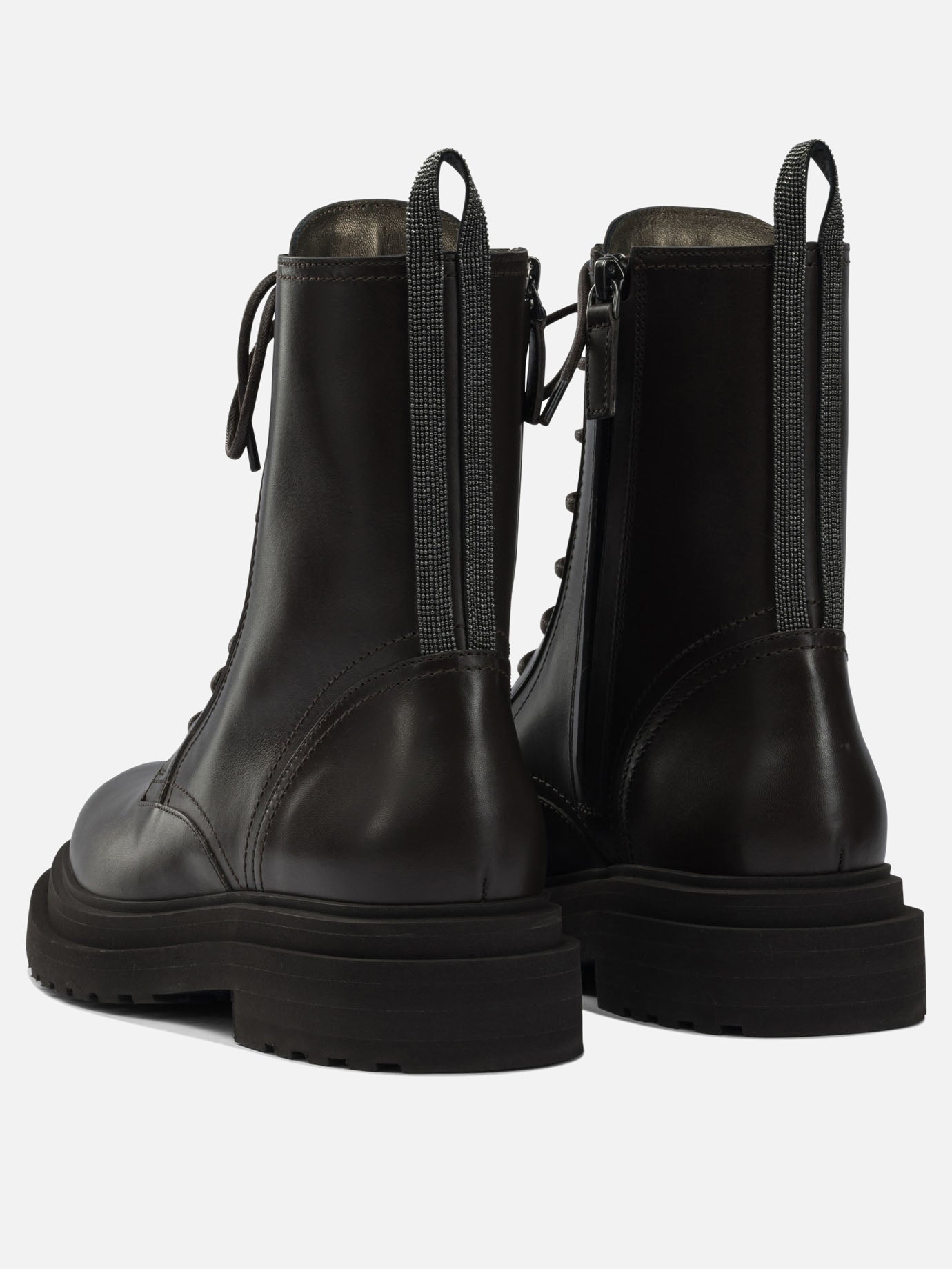 Stivaletti stringati 100% leather - 100% leather  Marrone - Brunello Cucinelli Donna | PDP | VIETTI Online Store | thumbnail_4