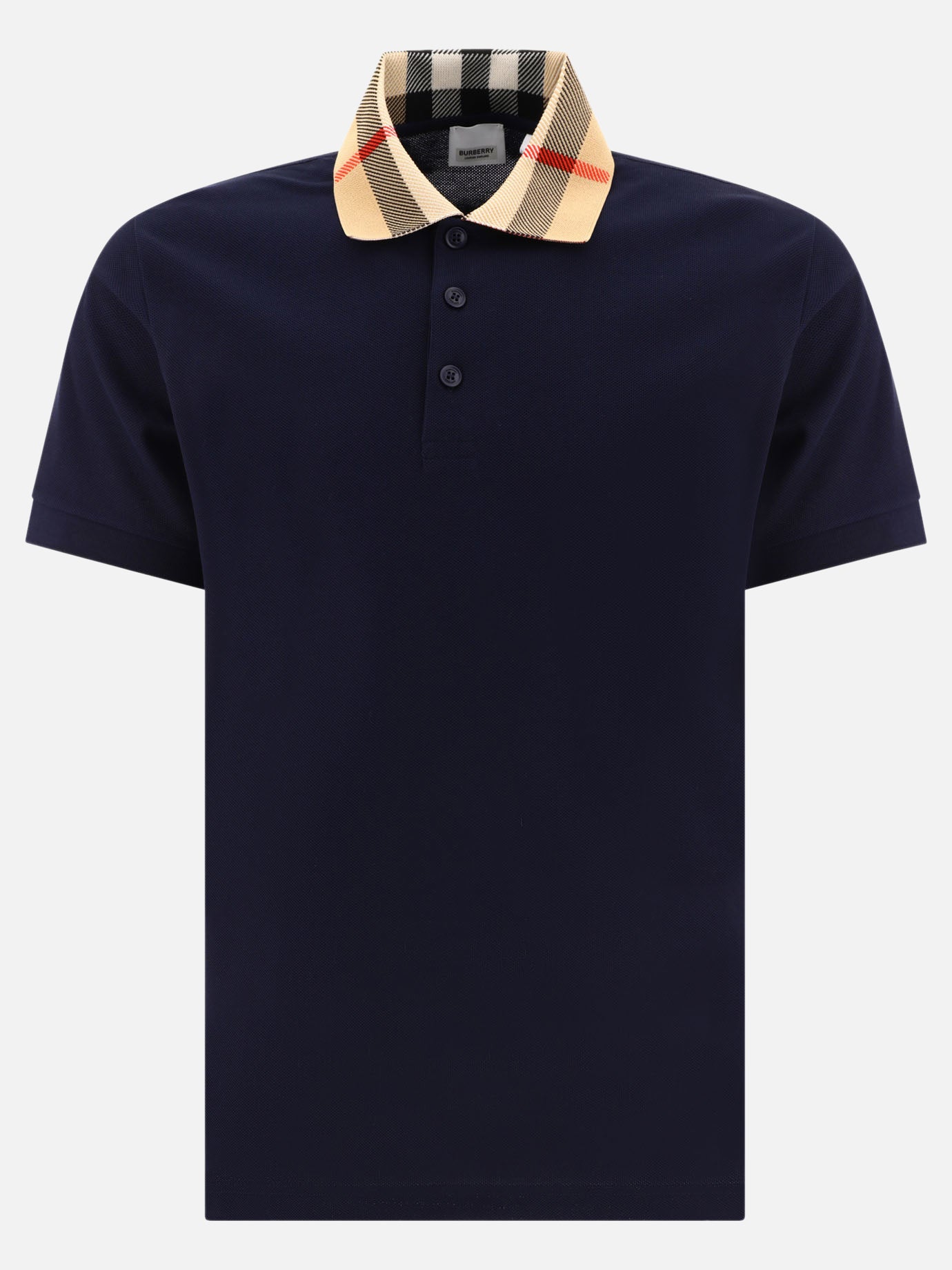 Polo con bottoni Check  Blu - Burberry Uomo | PDP | VIETTI Online Store | Zoom-Modal
