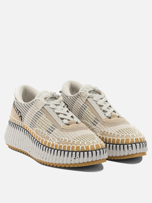 Low top sneakers 100% polyester - 100% calf leather  Beige - Chloé Women | VIETTI Online Store | 2
