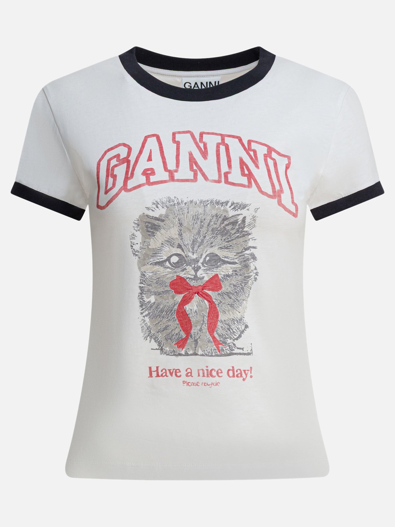 Crewneck t-shirts Logo  White - Ganni Women | PDP | VIETTI Online Store | thumbnail