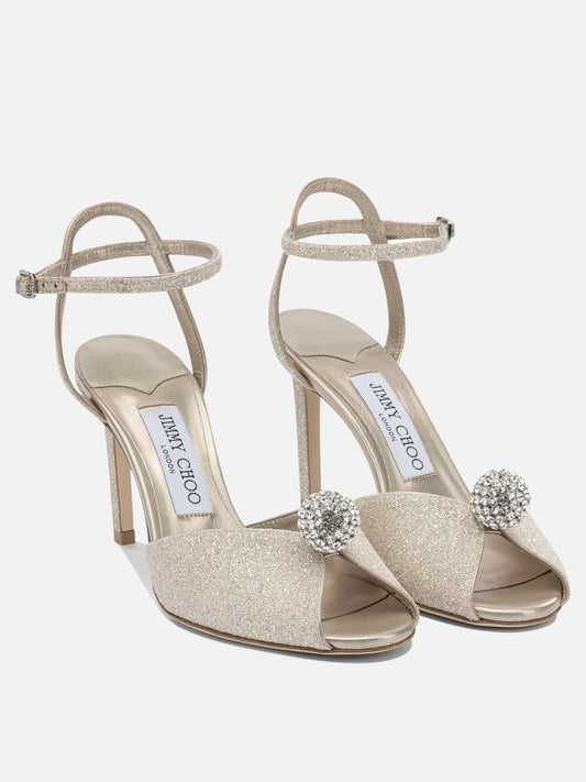 Heeled sandals 59% textile 15% leather 8% crystal 8% metal 5% plastic 5% salpa - 100% calf  Gold - Jimmy Choo Women | PDP | VIETTI Online Store | 2
