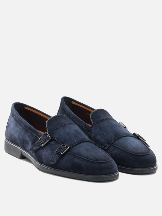 Loafers 100% suede - 100% rubber  Blue - Santoni Men | PLP | VIETTI Online Store | 2
