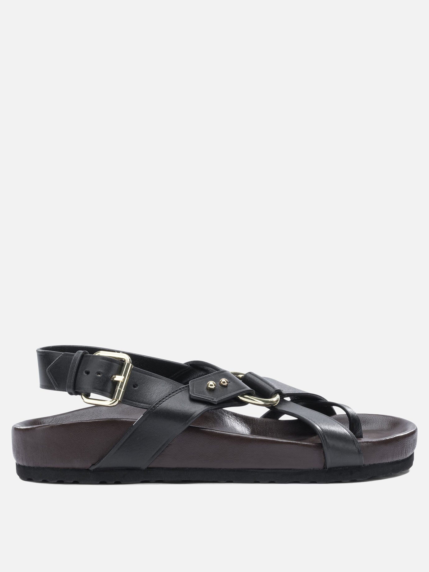 Flat sandals 100% leather - 100% rubber  Black - Soeur Women | PDP | VIETTI Online Store | thumbnail
