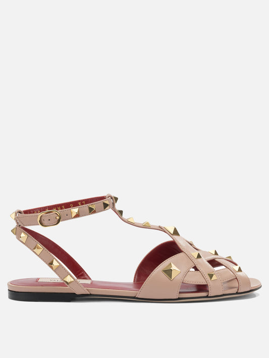 Flat sandals 100% leather  Pink - Valentino Garavani Women | PDP | VIETTI Online Store 
