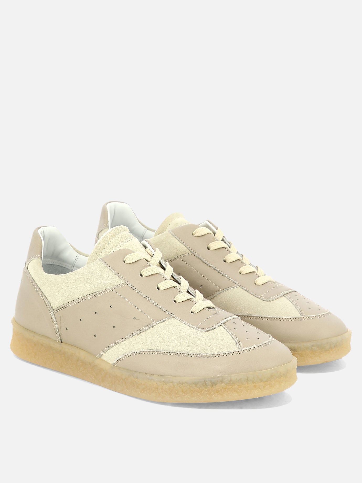 Low top sneakers 100% leather - 100% rubber  White - MM6 Maison Margiela Men | PDP | VIETTI Online Store | thumbnail_2