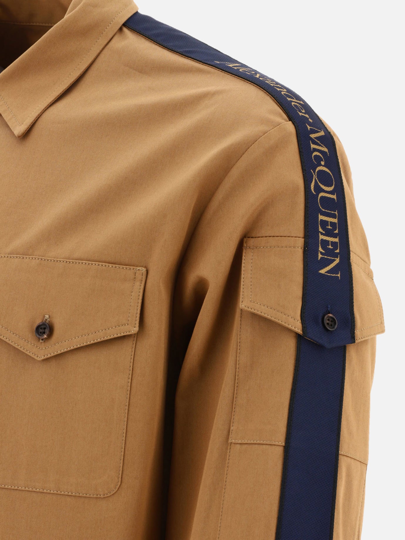 Alexander McQueen Overshirt jacket with logo detail Brown