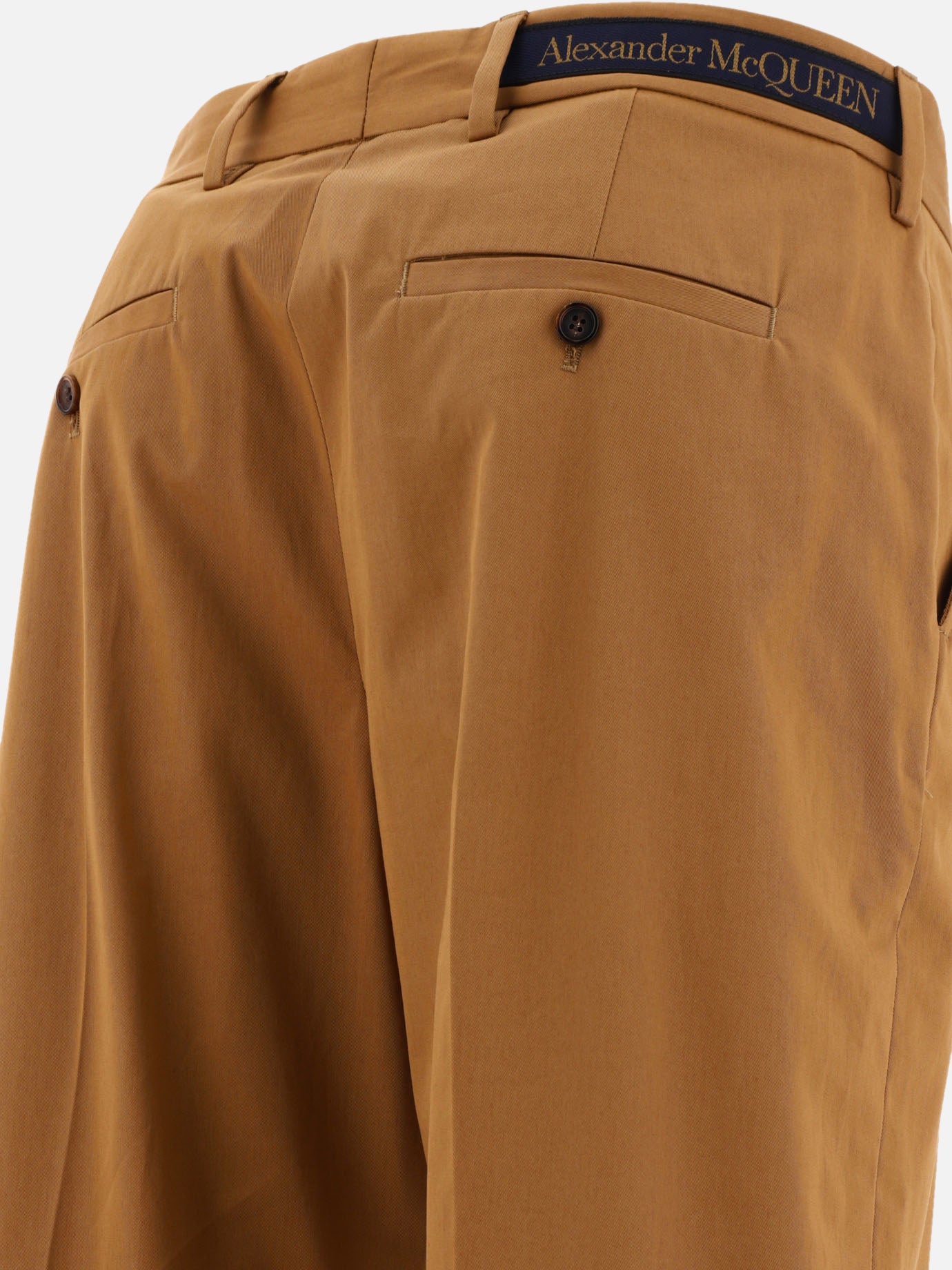 Alexander McQueen Tailored trousers with back logo Brown