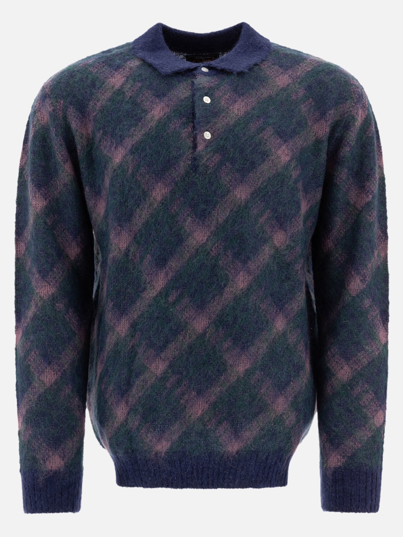 Polo con bottoni Check  Blu - Beams Plus Uomo | PDP | VIETTI Online Store | Zoom-Modal
