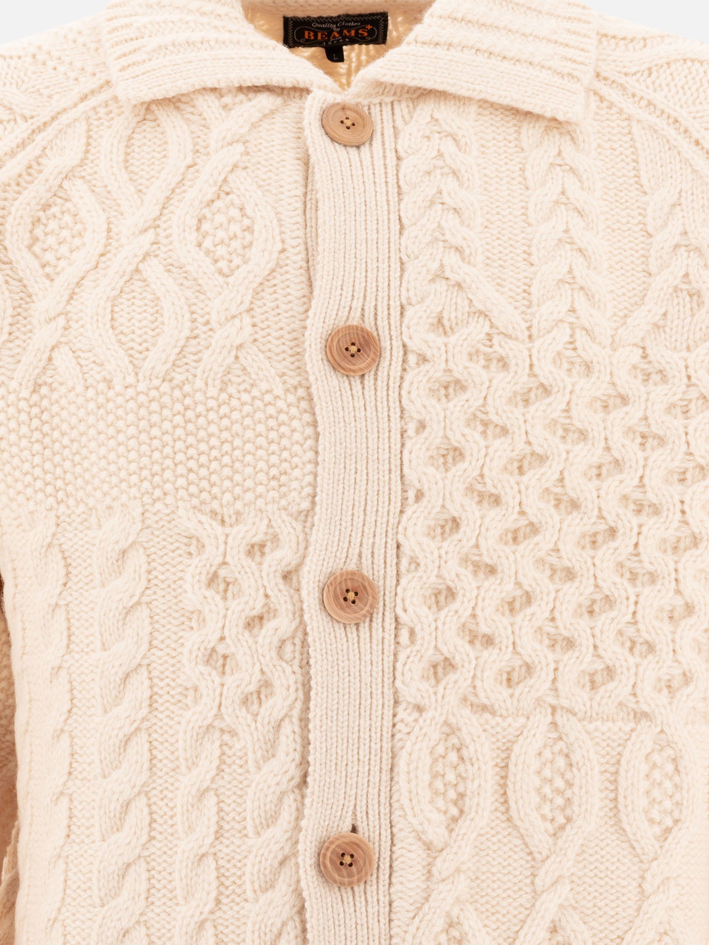 Cardigan Textured knit  Beige - Beams Plus Uomo | PDP | VIETTI Online Store | Zoom-Modal_3
