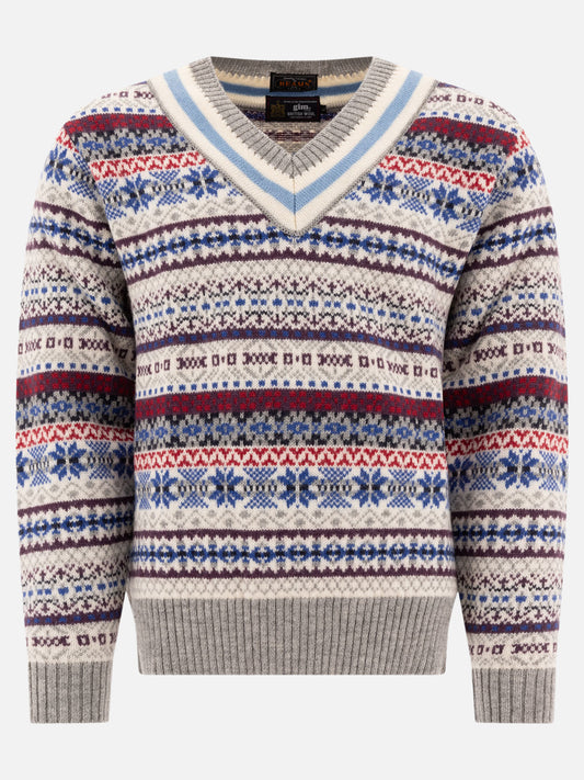 Beams Plus "Fair Isle" Sweater 14183861_S Grey 1