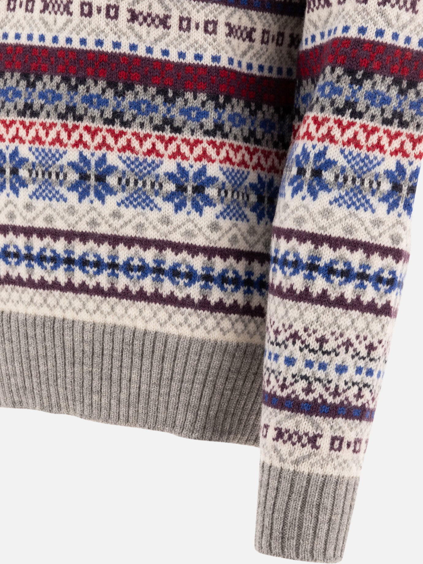 V neck sweaters Textured knit  Grey - Beams Plus Men | PDP | VIETTI Online Store | Zoom-Modal_4
