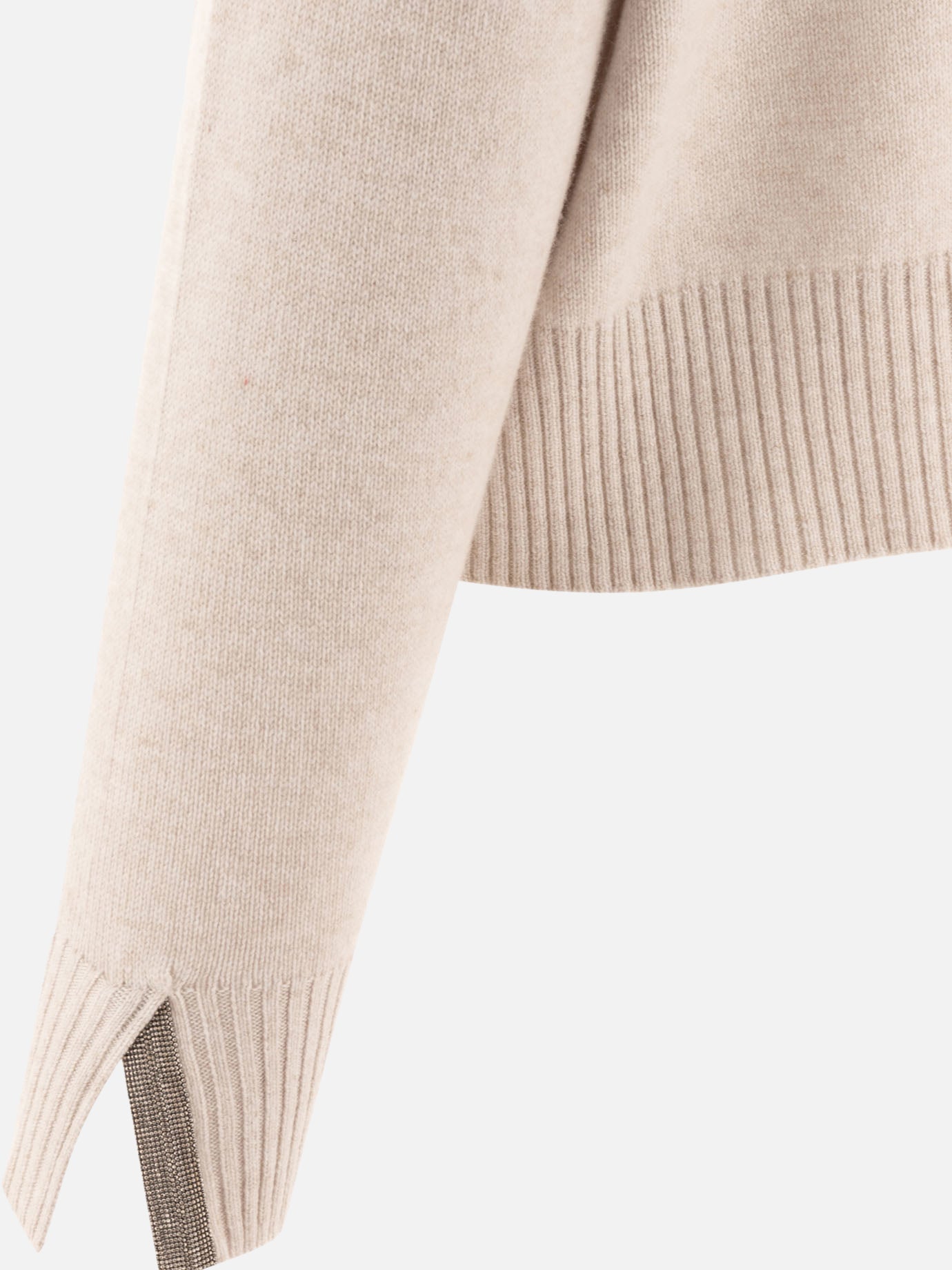 Maglione in cashmere con Shiny Cuff Details