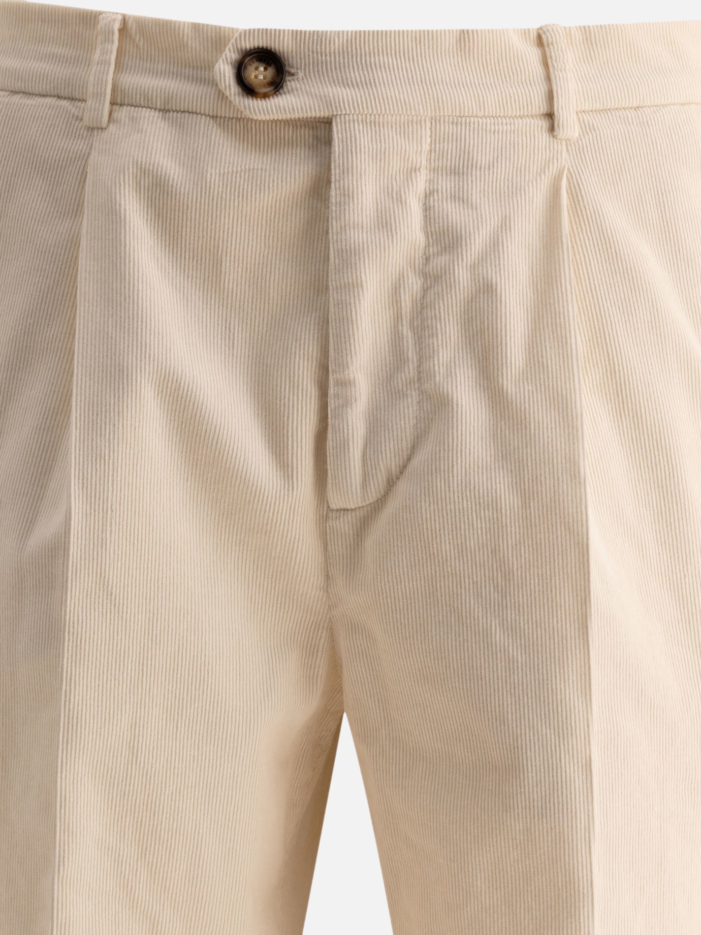 Brunello Cucinelli Garment-dyed leisure fit trousers with pleats White