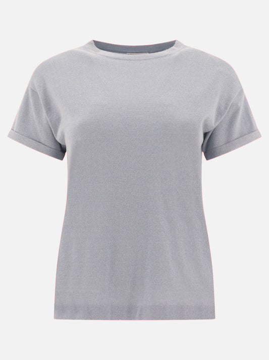 Brunello Cucinelli "Sparkling" cashmere and silk t-shirt Light blue