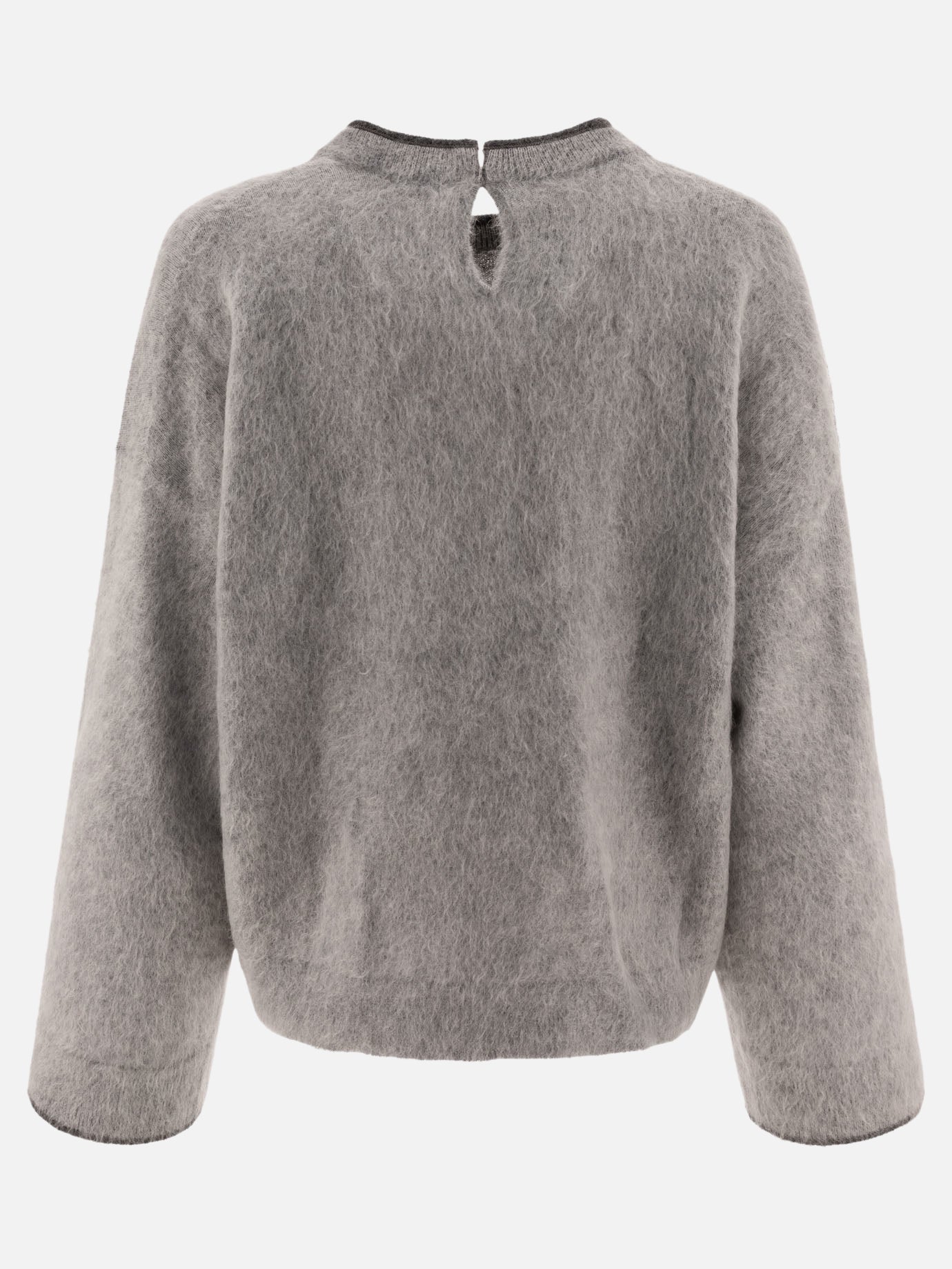 Brunello Cucinelli Mohair, wool, cashmere and silk sweater with monili Grey