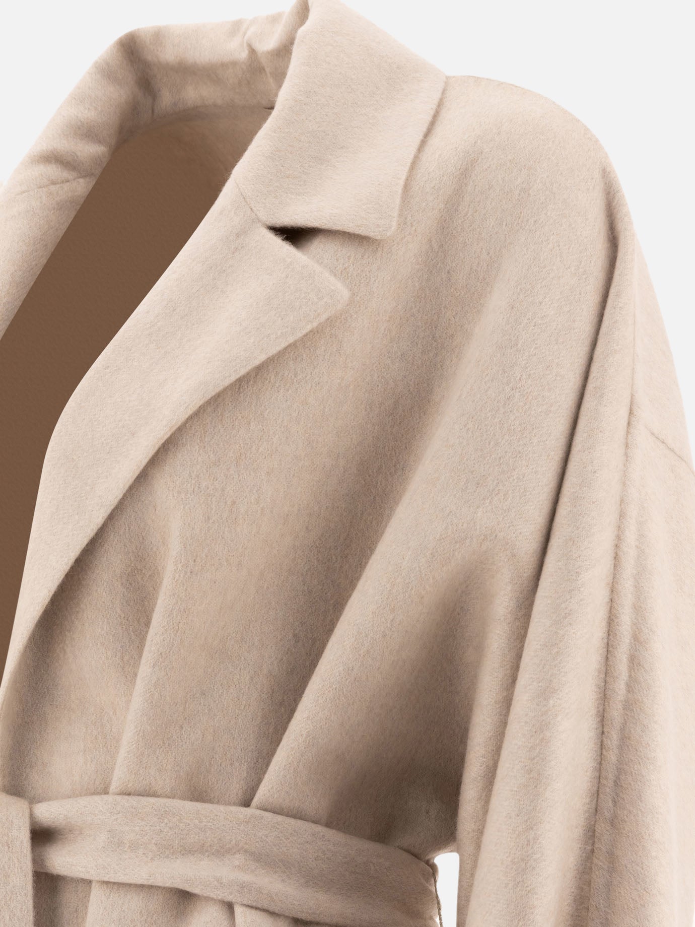 Brunello Cucinelli Hand-crafted coat in cashmere double beaver cloth with monili Beige