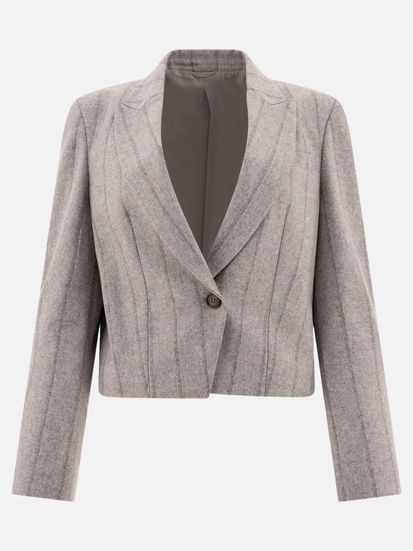 Blazer crop rigato techno con monile