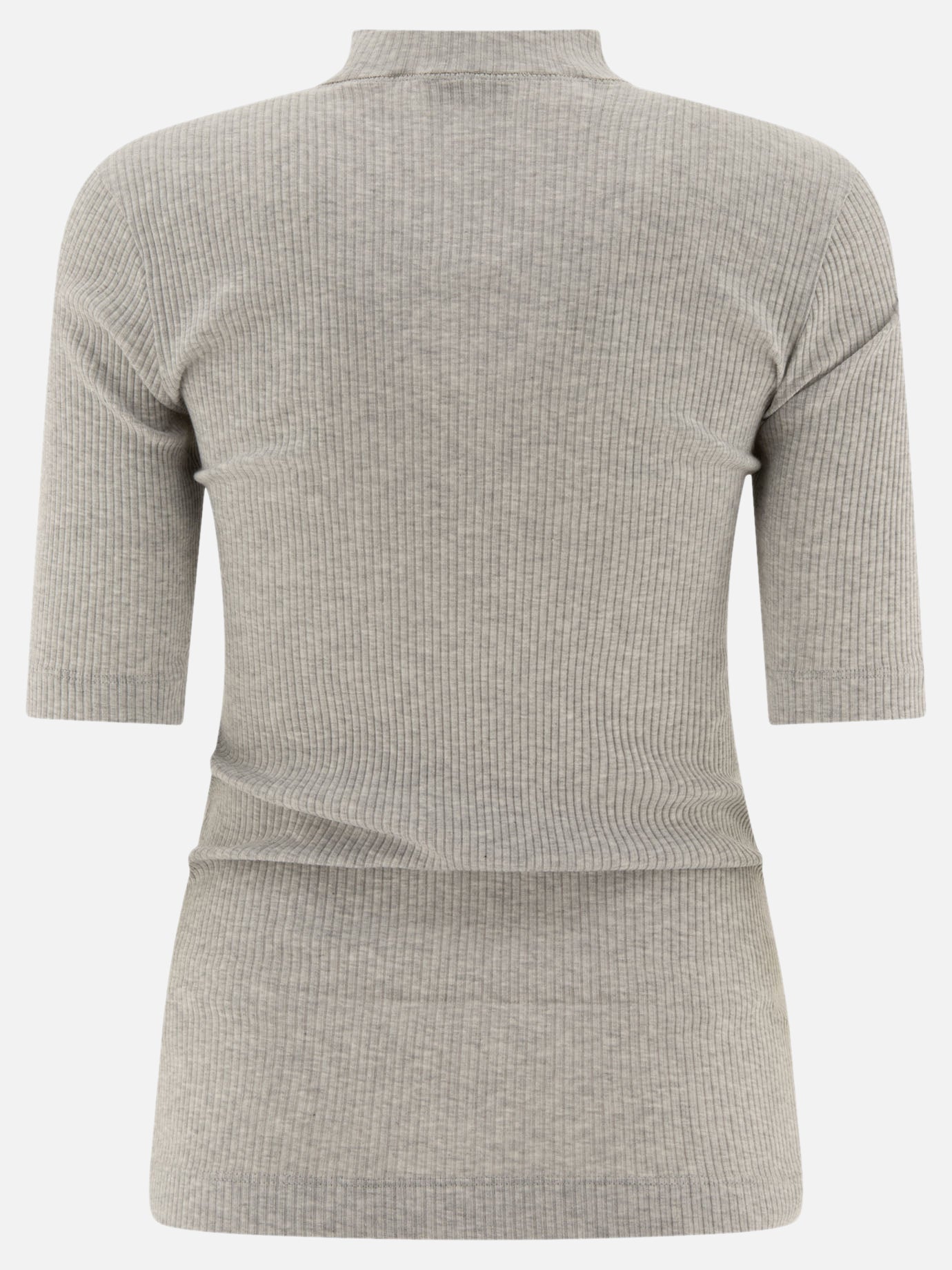 Brunello Cucinelli Ribbed t-shirt with monili Grey