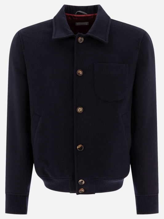 Bomber jackets Solid colour  Blue - Brunello Cucinelli Men | PLP | VIETTI Online Store 
