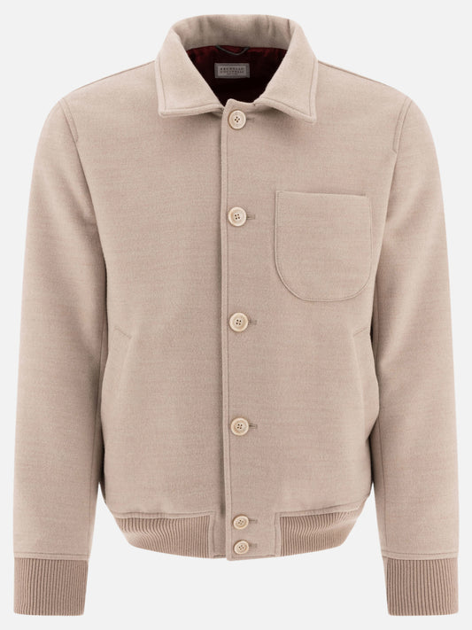 Bomber jackets Solid colour  Beige - Brunello Cucinelli Men | PLP | VIETTI Online Store 
