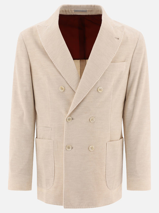 Corduroy double-breasted deconstructed blazer