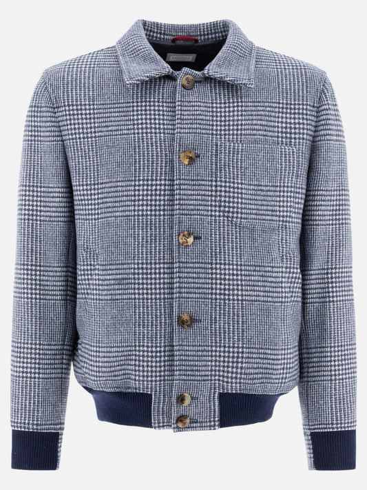 Bomber jackets Prince of Wales  Blue - Brunello Cucinelli Men | PLP | VIETTI Online Store 
