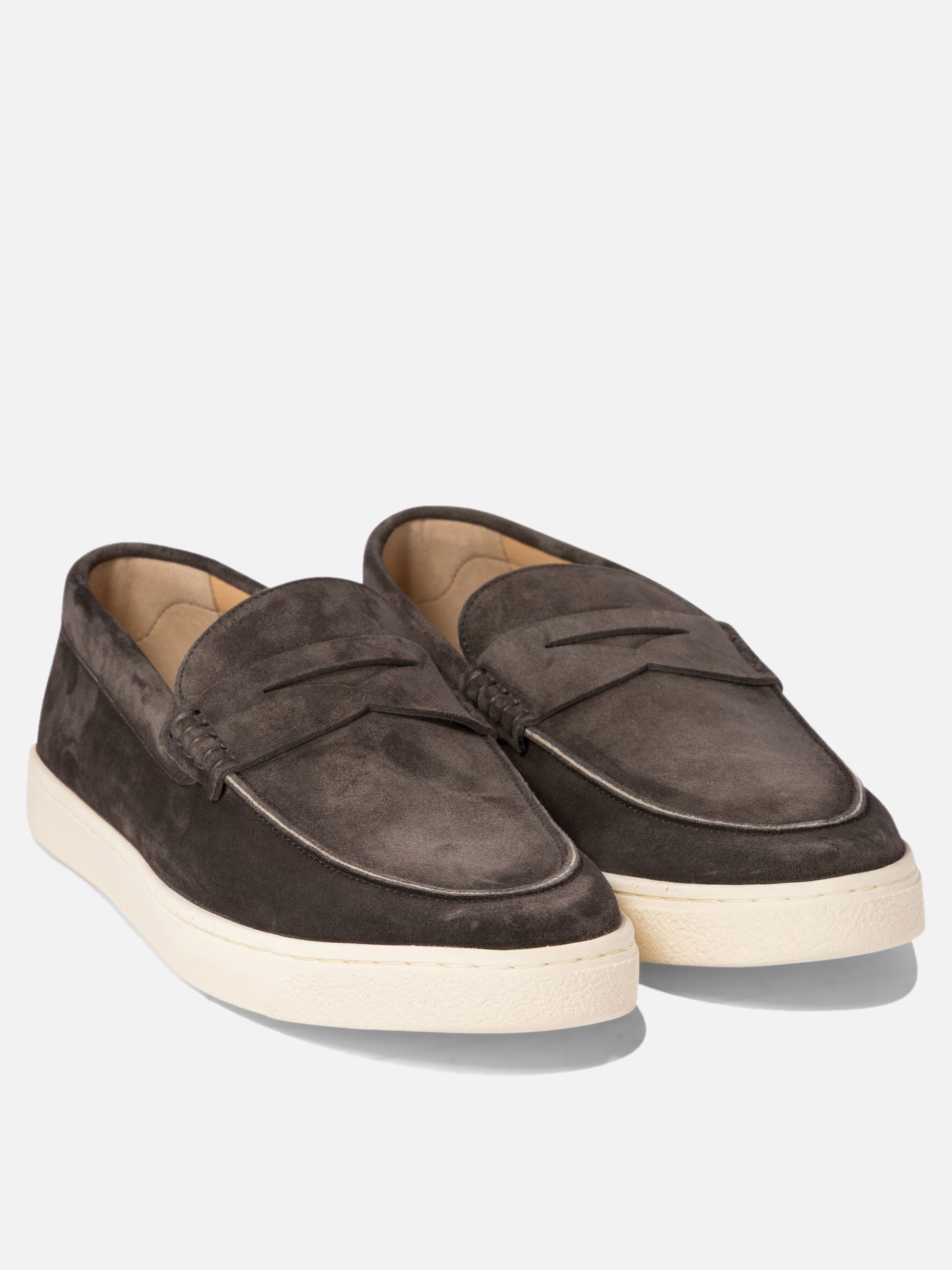 Suede loafers with natural rubber sole