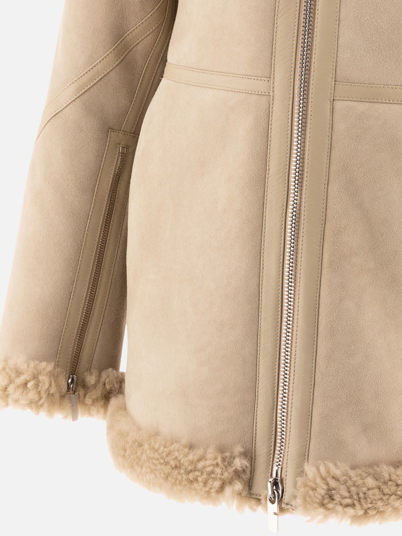 Shearling jackets Solid colour  Beige - Burberry Women | PDP | VIETTI Online Store | thumbnail_4
