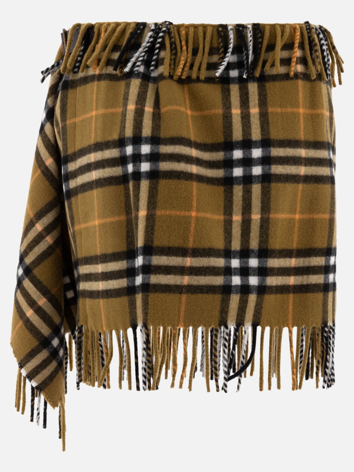 Burberry Check wool cashmere scarf skirt Green