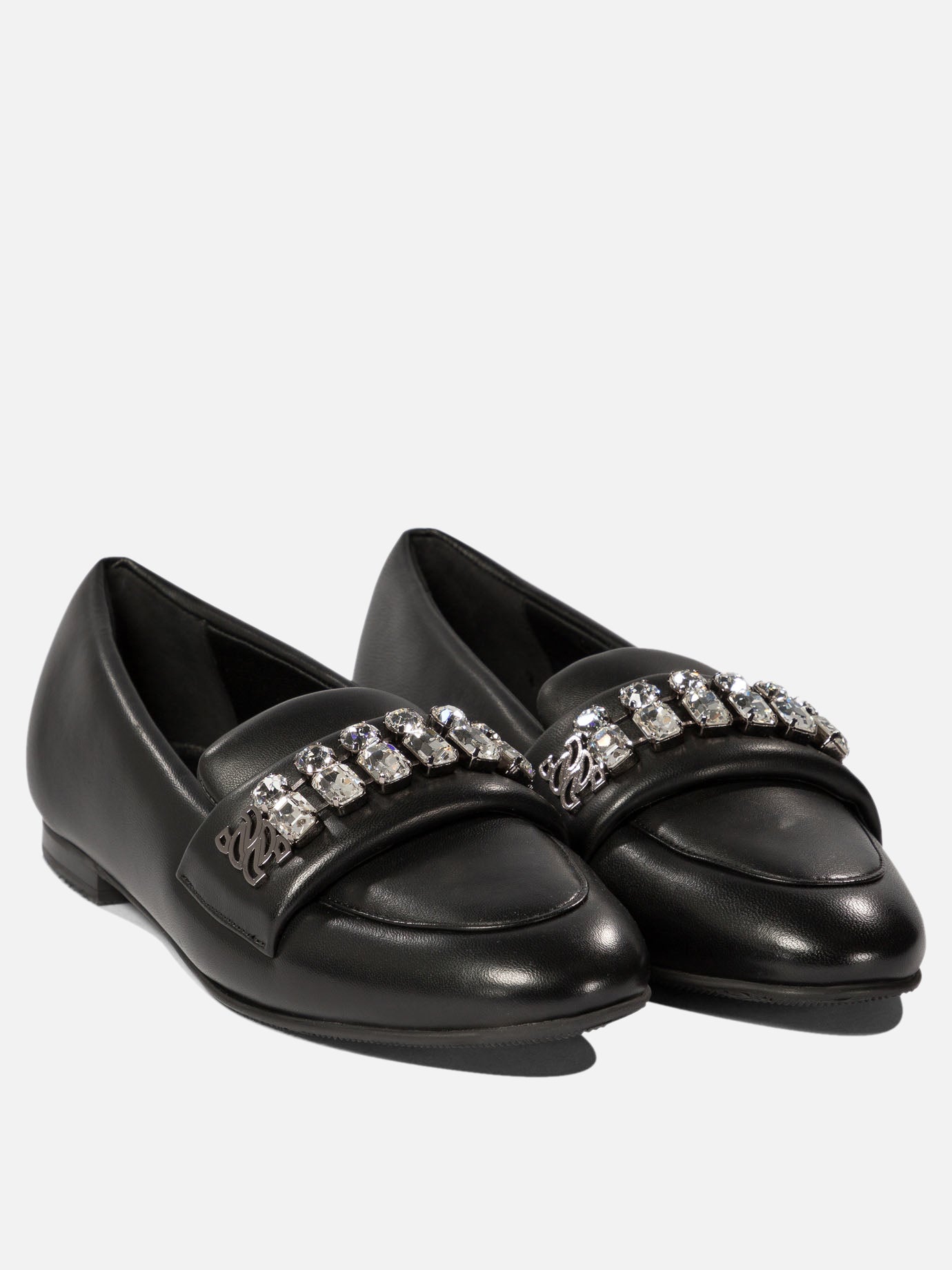 Casadei Loafers with crystal details Black