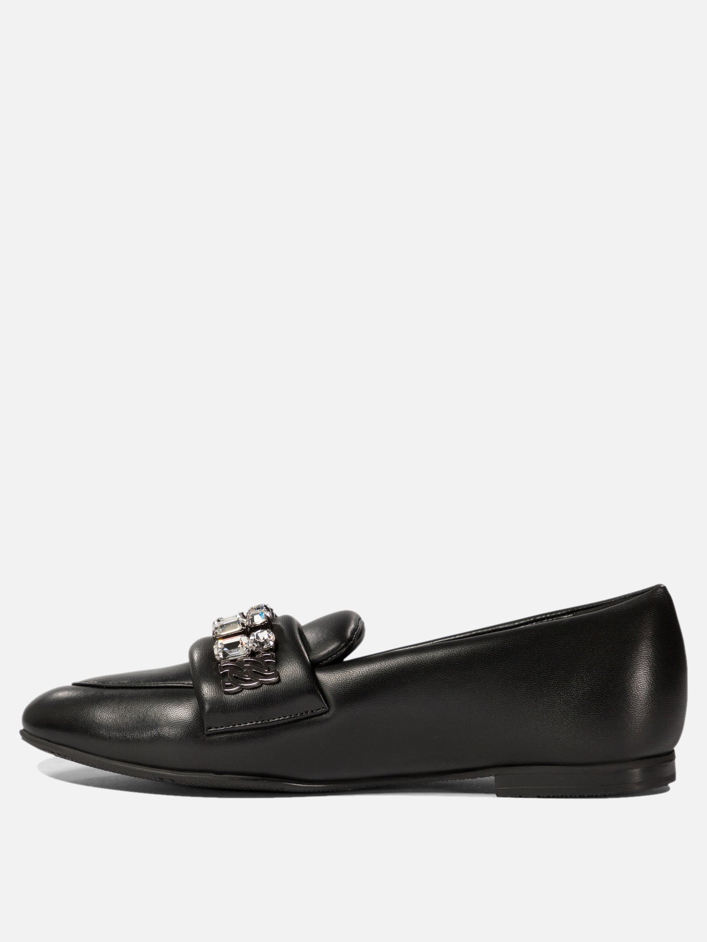 Casadei Loafers with crystal details Black