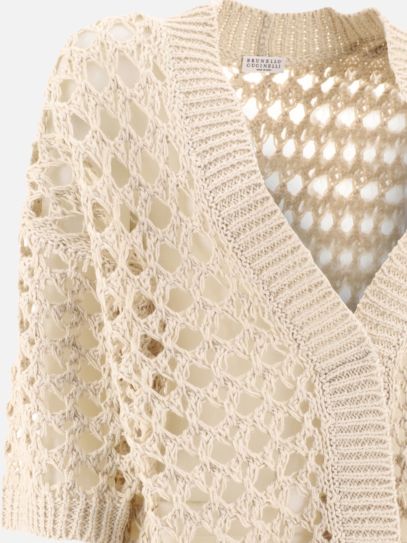 Cardigan Textured knit  Beige - Brunello Cucinelli Donna | PDP | VIETTI Online Store | Zoom-Modal_4
